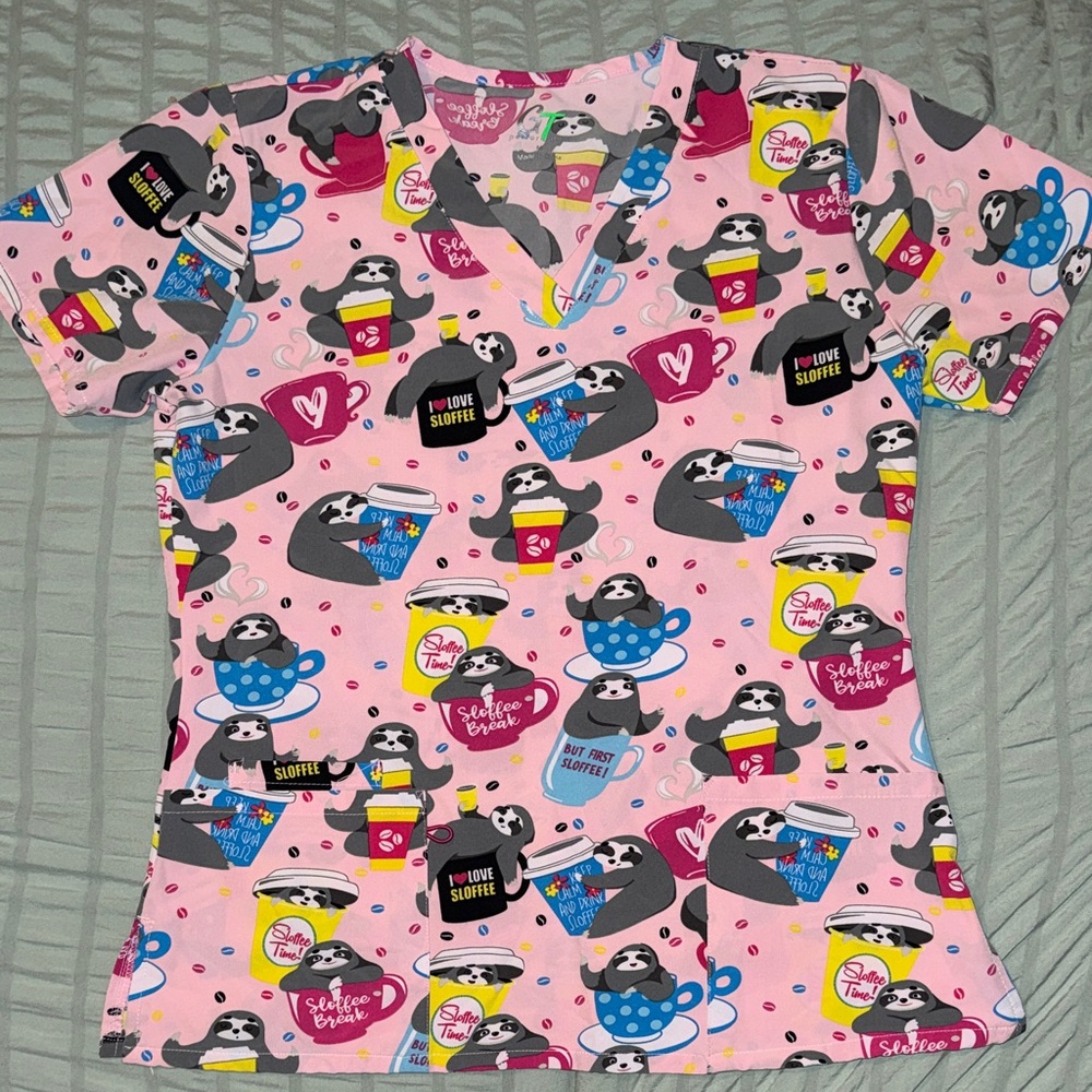 Pink Sloth Print Women's Top
